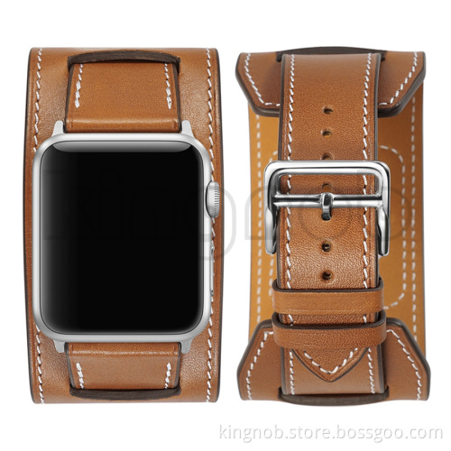 Handmade France Leather Strap Cuff Bracelet Leather Watch Band For Apple Watchband